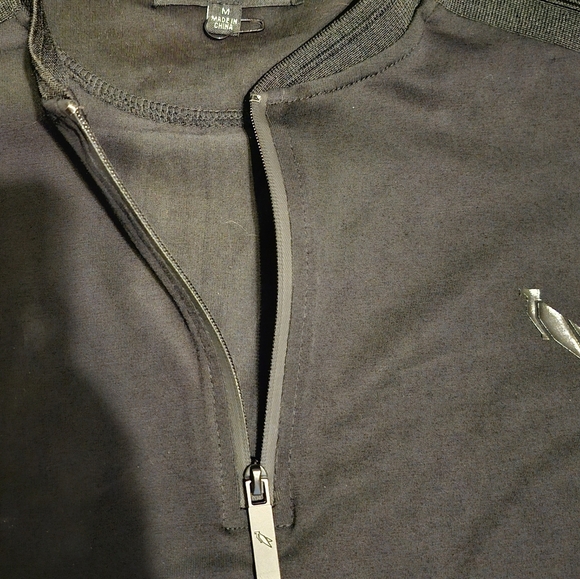 Stone Falcon Black Short Sleeve Tee with Quarter-Zip Collar - Picture 7 of 9